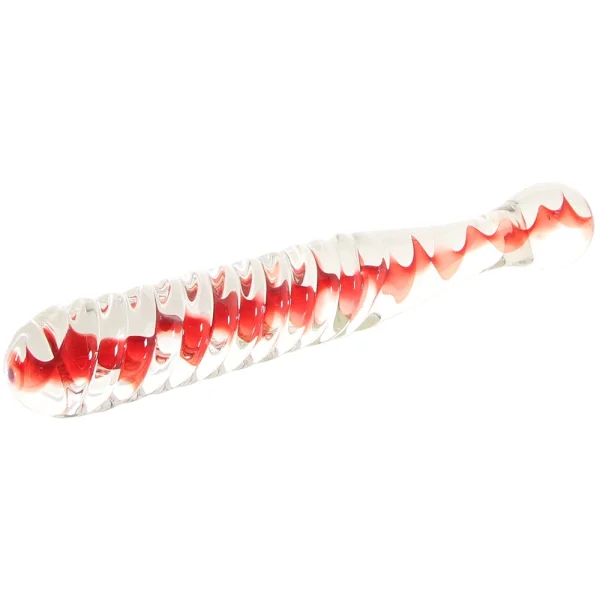 Adam & Eve Eve's Sweetheart Swirl Glass Dildo - Clear/Red