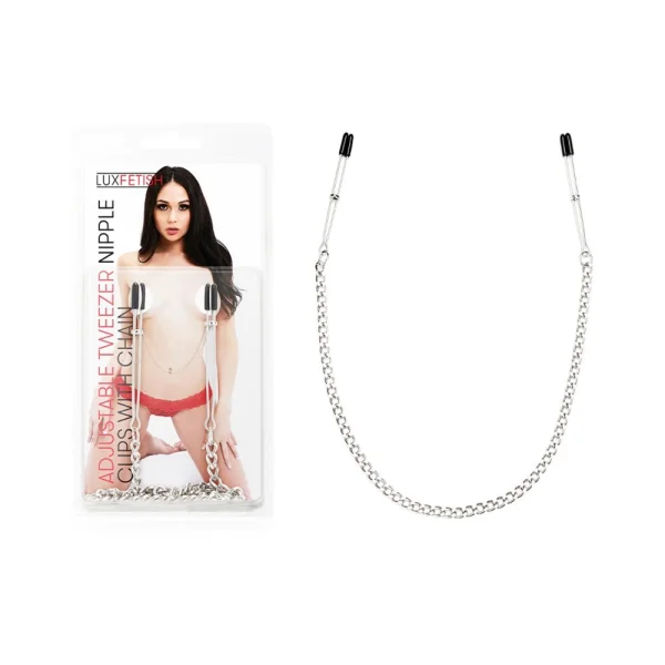 Lux Fetish Adjustable Tweezer Nipple Clips And Chain — image 8 of 11
