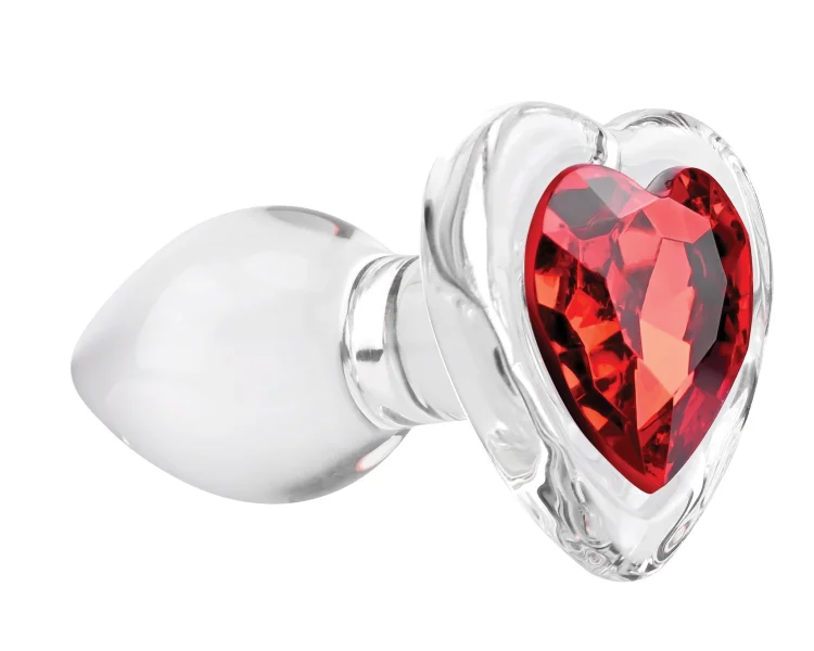 Red Heart Gem Glass Plug - Small