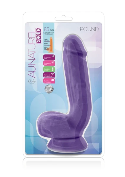 Au Naturel Bold Pound 8.5 Inch Sensa Feel Dual Density Dildo By Blush - Black