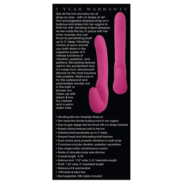 Adam & Eve Eve's Vibrating Strapless Strap On - Pink