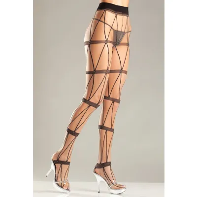 All Chained Up Pantyhose Black One Size