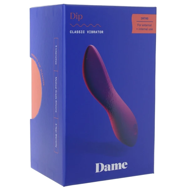 DIP Silicone Rechargeable Waterproof Vibrator by Dame - Plum