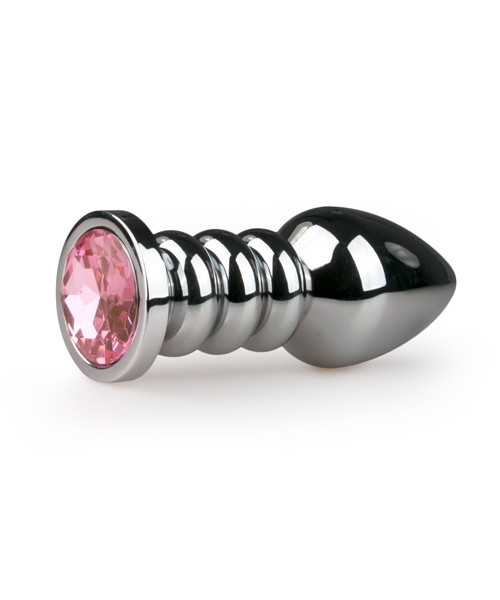 Silver Buttplug With Pink Stone