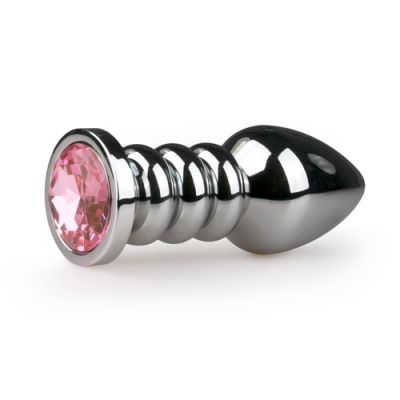 Silver Buttplug With Pink Stone