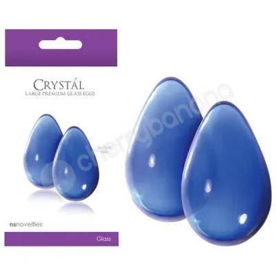 Crystal Blue Large Premium Glass Eggs