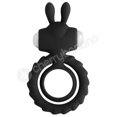 Cherry Banana Black Rabbit Vibrating Cock Balls Ring