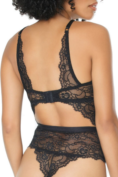 Coquette Envious Green Satin & Black Lace Teddy