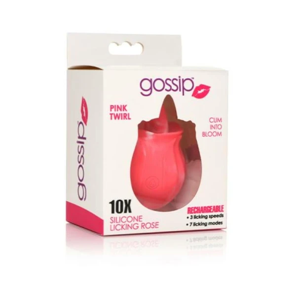 Whips & Paddles: Gossip Tongue Tickler 10 Function Rechargeable Silicone Licking Rose Pink