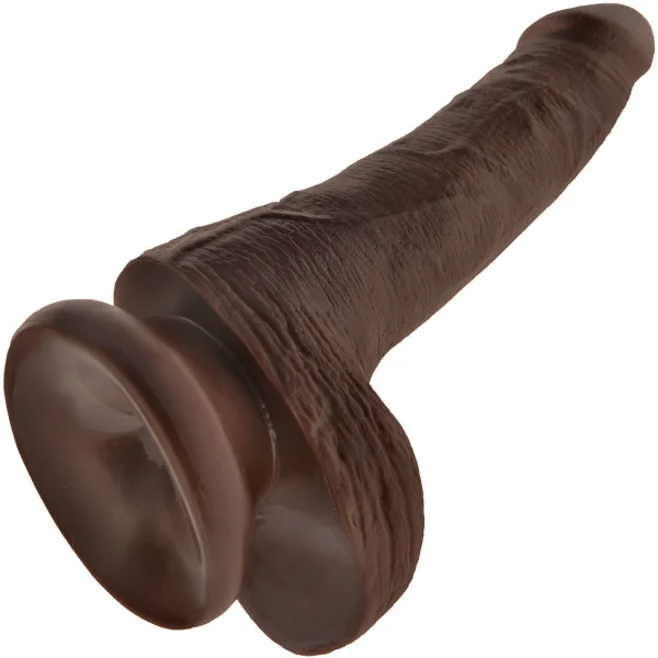 King Cock 6" Suction Cup Dildo With Balls - Chocolate