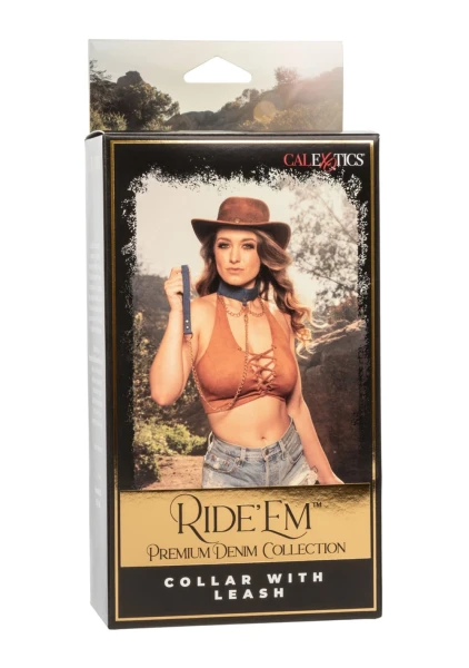 Ride 'em Premium Denim Collection Collar with Leash