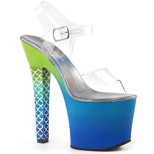 7 inches Heel, 3 1/4 inches Ombre PF Ankle Strap Sandal w/ Mermaid Scale — image 5 of 8