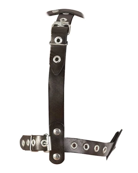 Leather Head Harness With Dildo - Black - 5.1 Inch