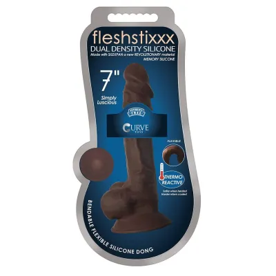 7 Inch Fleshstixxx Silicone Dildo With Balls Chocolate