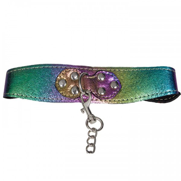 Bondara Shiny B!tch Holographic Faux Leather Collar and Leash — image 4 of 5