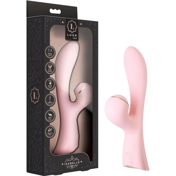 Lush Isabelle Silicone Air Pulsating Clitoral Stimulator & G-Spot Rabbit Vibrator - Pink