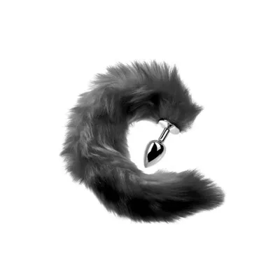 Kink Range Bushy Tail Skeleton Fur Butt Plug 2 9 Inch Grey 17 7 Inch