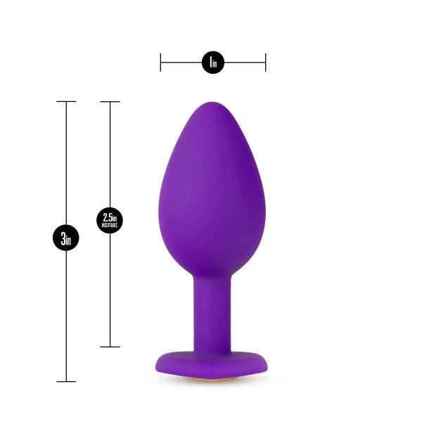 Blush Temptasia Bling Butt Plugs, Purple with Gold Gemstone - 3 Sizes