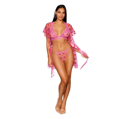 Robe With Bralette and G String X Large Peony