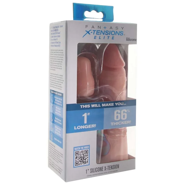 Fantasy X-tensions Elite Silicone 6" Penis Extension With Ball Strap & 2" Removable Extender  - Vanilla