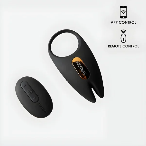 SVAKOM Winni 2 App Enabled Silicone Rechargeable Vibrating Cock Ring With Remote - Black
