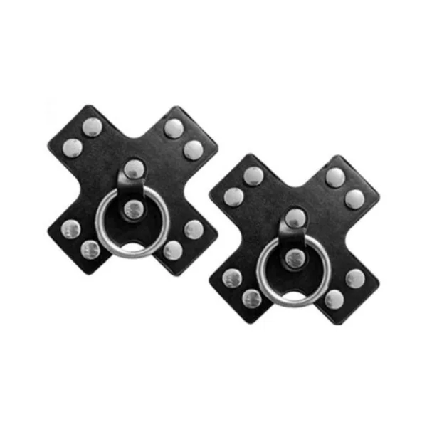 Nipplicious Seducer Leather Pasties With Ring Black