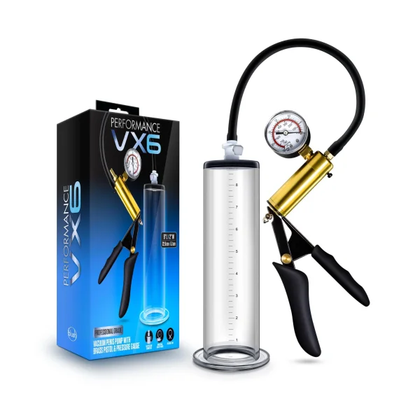 Performance - Vx6 Vacuum Penis Pump With Brass Pistol & Pressure Gauge -  Clear — image 10 of 25