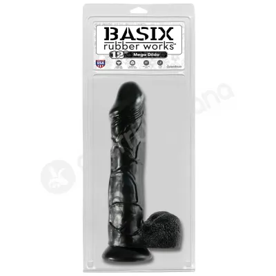 Basix Rubber Works Black 12 Mega Dildo