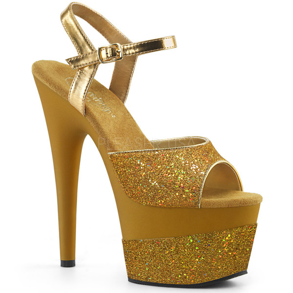 7 inches Heel, 2 3/4 inches PF Ankle Strap Sandal w/ Glitter Wrapped PF — image 5 of 12