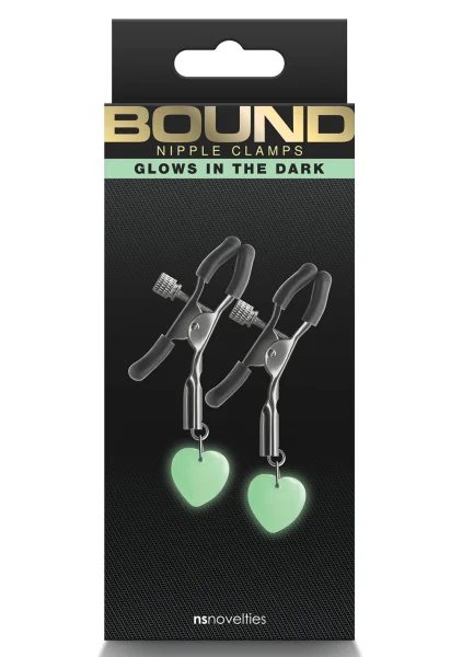 Bound Adjustable G3 Glow In The Dark Nipple Clamps by NS Novelties - Gunmetal