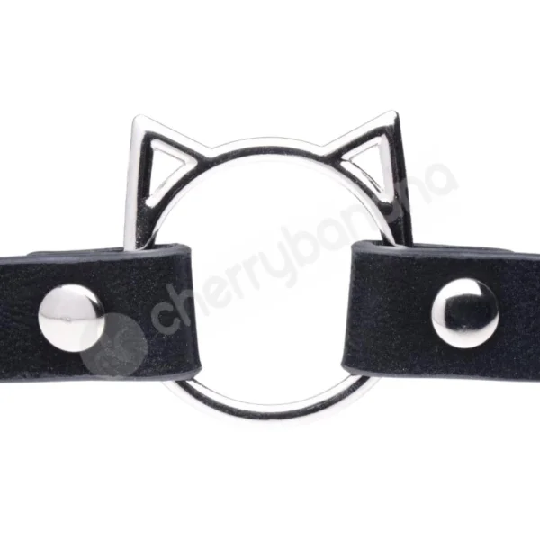 Master Series Kinky Kitty Ring Black Slim Choker Collar