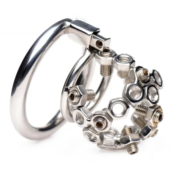 Bolted Chastity Cage With Spikes Stainless Steel