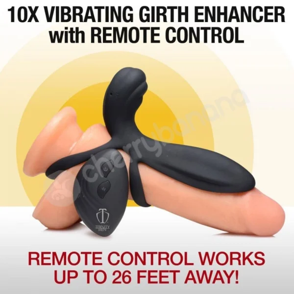 Trinity Silicone Vibrating Girth Enhancer Sleeve & Cock Ring With Remote