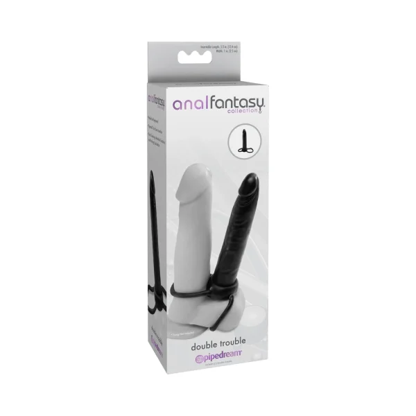 Anal Fantasy Double Trouble Cock Ring Black