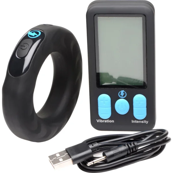 Zeus Electrosex E-Stim Pro Vibrating Silicone Cock Ring with Remote 45 mm