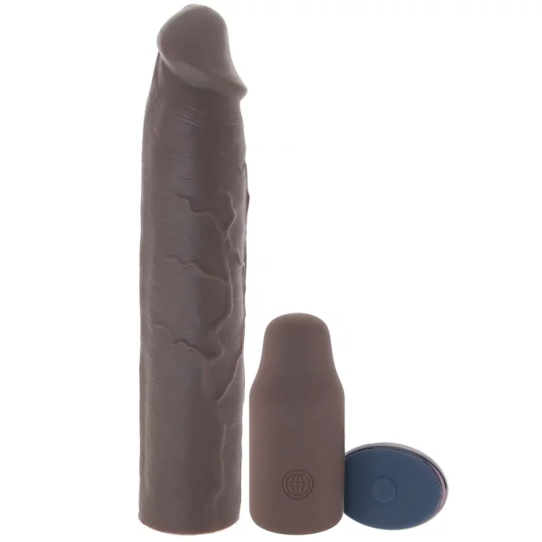 Fantasy X-tensions Elite Silicone Vibrating 9" Penis Extension With 3" Extender & Remote  - Chocolate
