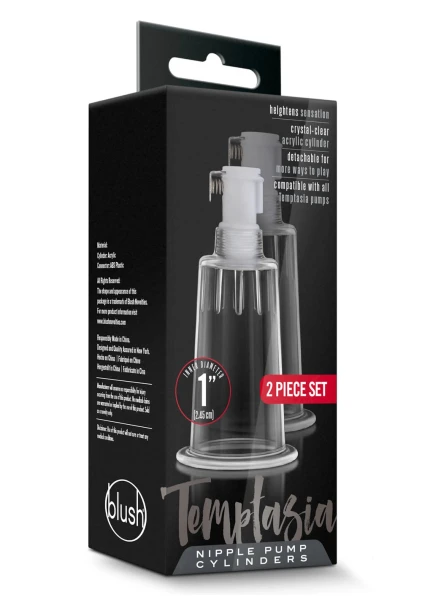 Temptasia Nipple Pumping Cylinders – Set of 2, 1 Inch Diameter By Blush