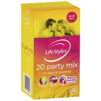 Lifestyles Healthcare Party Mix Condoms 20 Pack Multi Regular