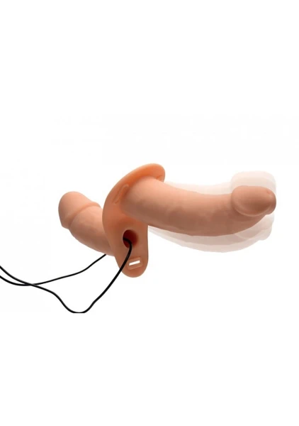 Power Pegger - Silicone Vibrating Double Pleasure Dildo with Harness — image 6 of 8