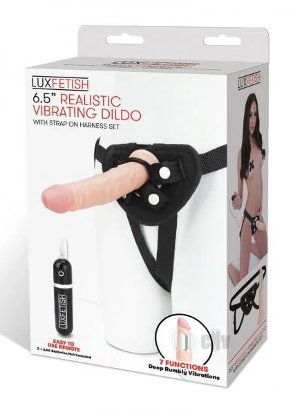 Lux Fetish 6.5" Realistic Vibrating Dildo W/strap On Harness Set — image 2 of 4