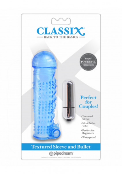 Classix - Textured Sleeve & Bullet, Blue Mini Bullet Vibrator