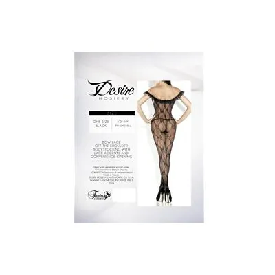 Bow Pattern Bodystocking W Off Shoulder Ruffle Queen