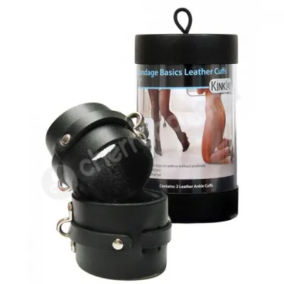 Kinklab Bondage Basics Black Leather Ankle Cuffs