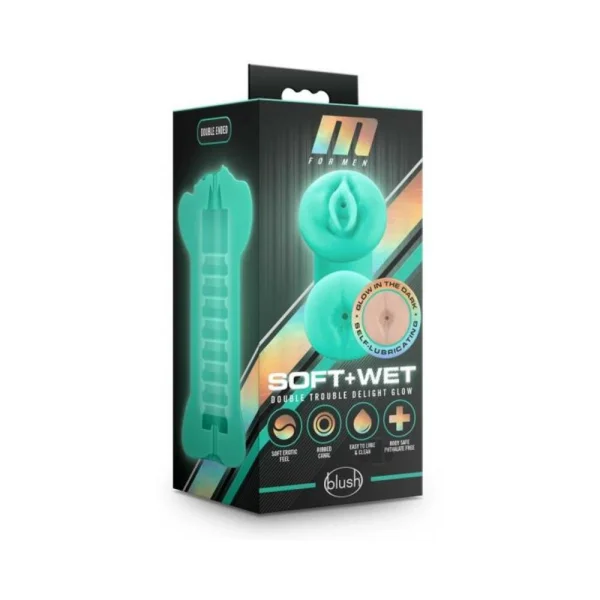M For Men - Soft And Wet - Double Trouble Glow-in-the-dark Stroker - Vanilla