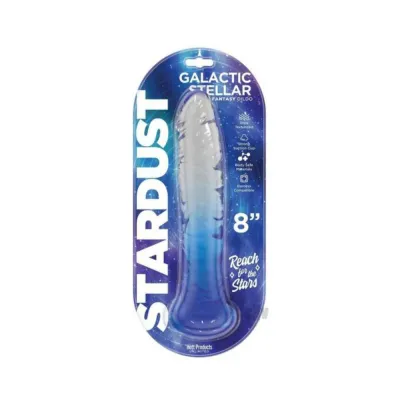 Extreme Dildos Stardust Galactic Stellar Textured 8 In Jelly Fantasy Dildo Crystal Blue