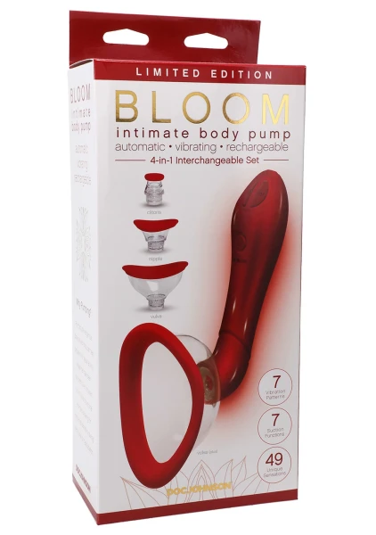 Bloom-Intimate Body Pump - Limited Edition - Red Automatic Vibrating - Rechargeable - 4-In-1 Interchangeable Set