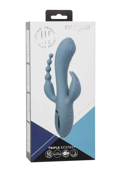 III Triple Ecstasy Silicone Pulsating Rechargeable Triple Stimulation Vibrator By CalExotics