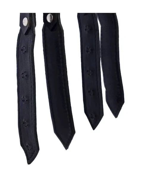 Bound X Spiked Leather Flogger With Braid Detail - Black