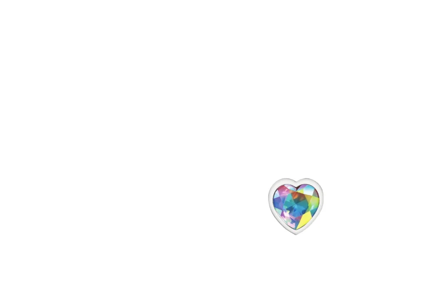 Cheeky Charms - Silver Metal Butt Plug - Heart - Clear - Medium