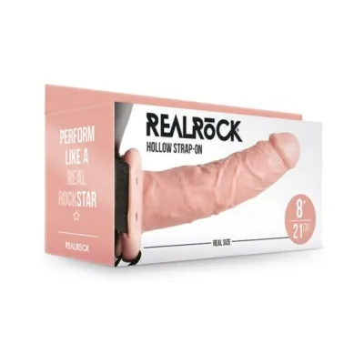 Realrock Hollow Strap on Without Balls 8 In Vanilla